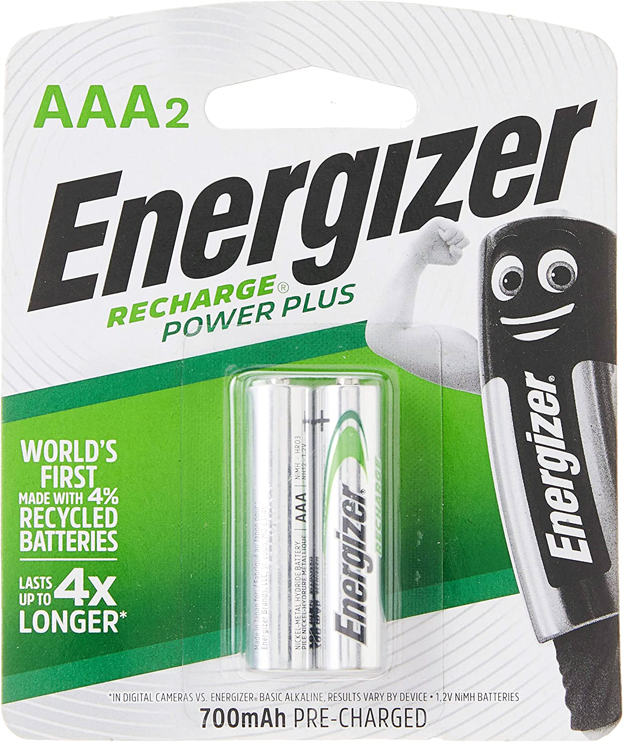 2 Piles Rechargeables Energizer Power Plus 700mAh AAA / HR03